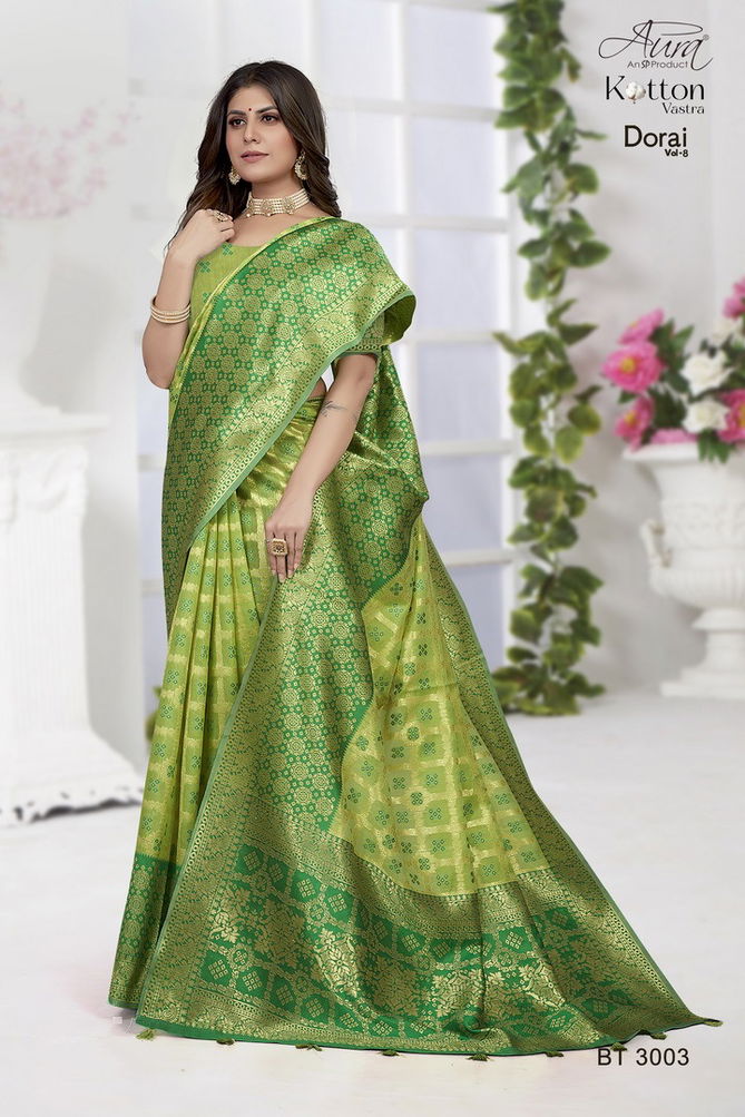 Aura Dorai Vol 8 Exclusive Designer Wear Wholesale Cotton Sarees
